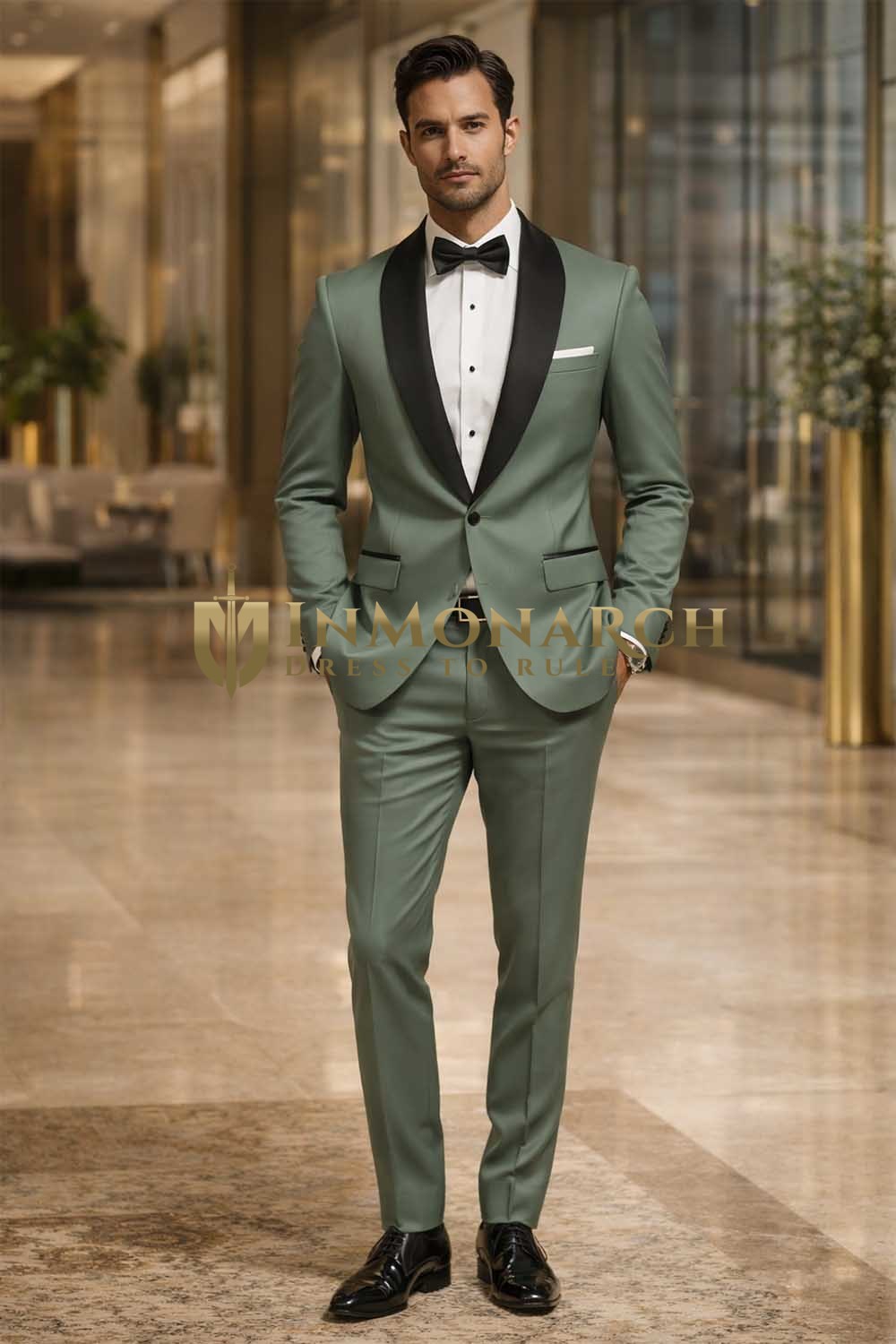 Mens Sage Green Tuxedo Suit 2Pc Shawl Lapel Groom Wedding Formal Outfit