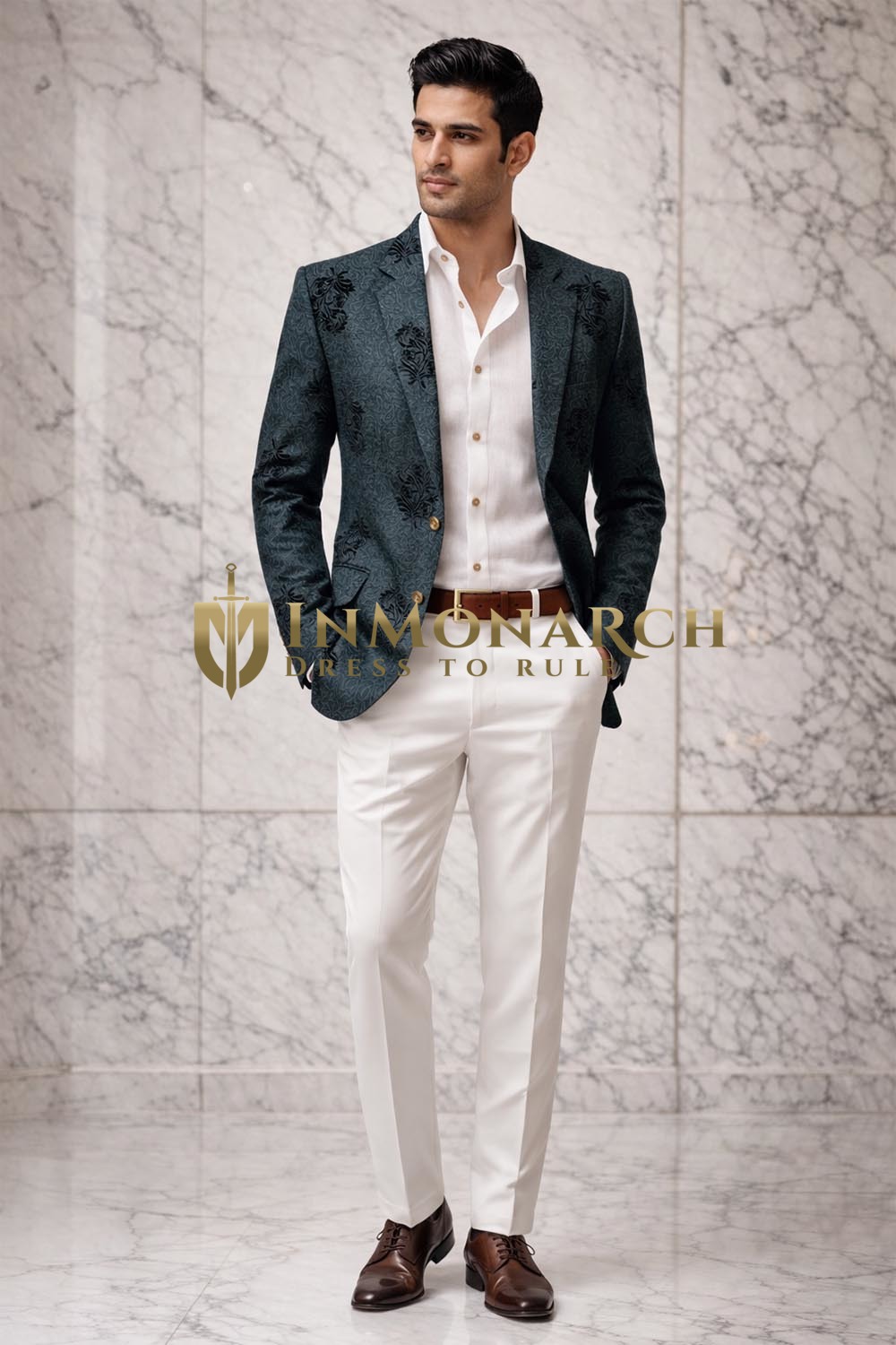 Blazer sportif noir slim fit brodé