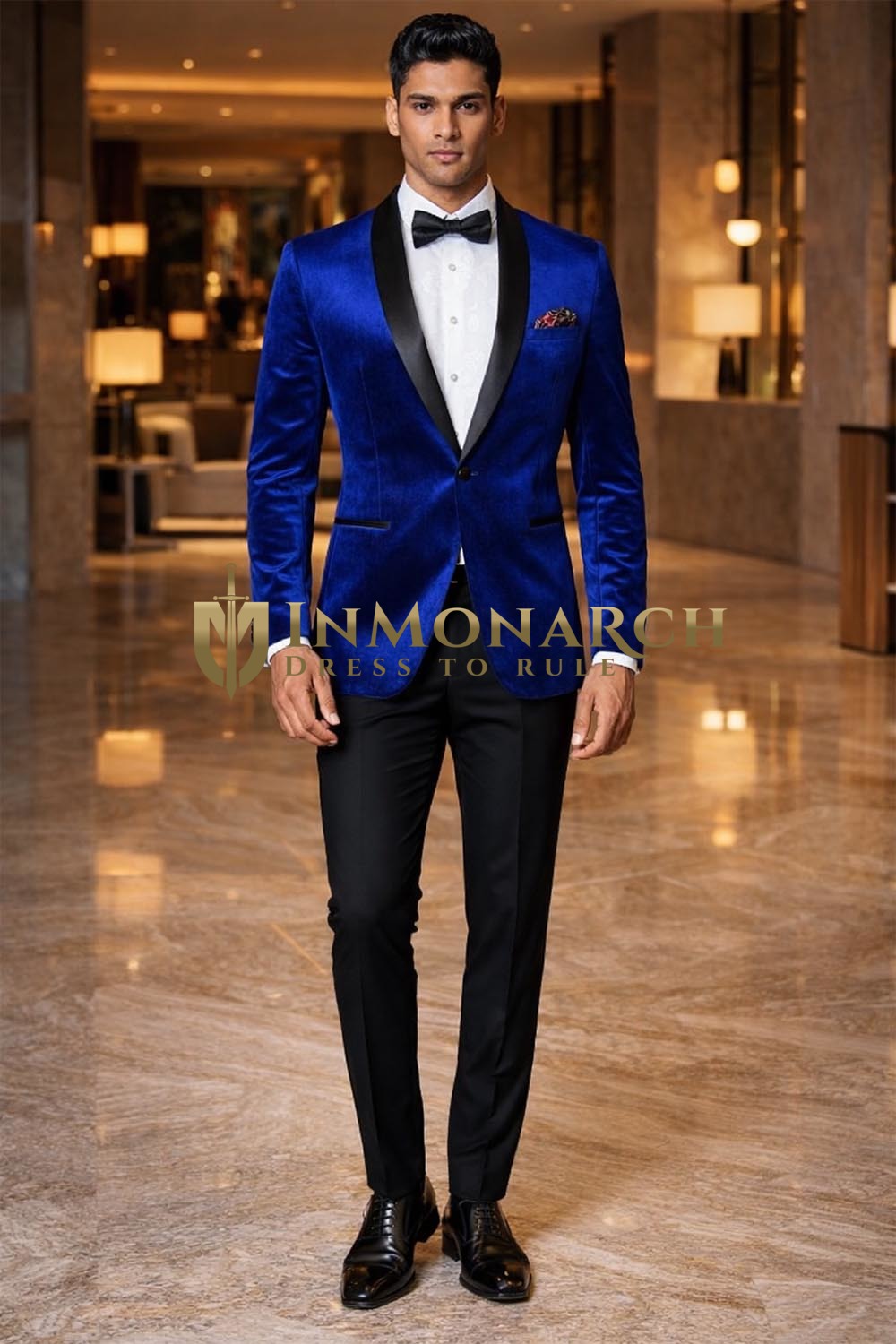 Mens Royal Blue Velvet Shawl Lapel Tuxedo Blazer Slim Fit Wedding Jacket