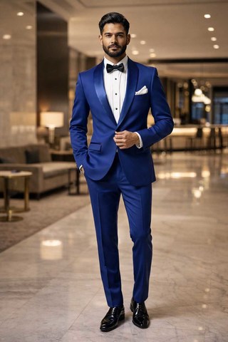 royalblauer Smoking mit Schalkragen