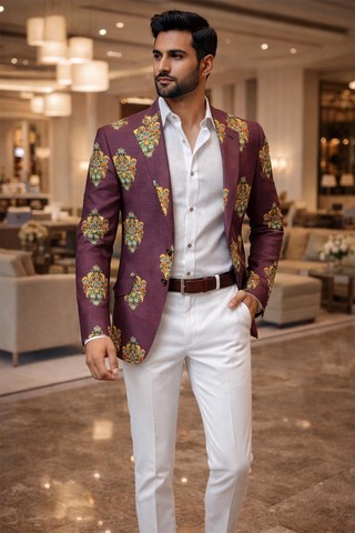 Veste de sport brodée homme violette