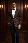 Blazer negro entallado de jacquard