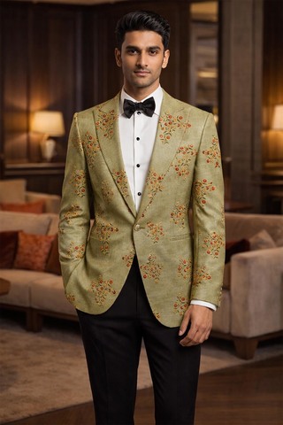 Veste verte brodée homme ajustée