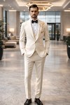 アイボリー結婚式用タキシードスーツ男性用