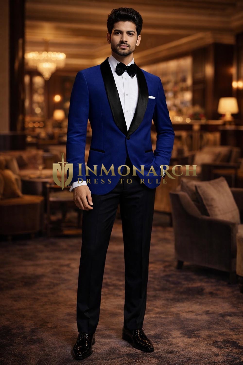 Americana slim azul marino de terciopelo