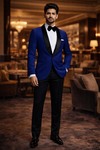 Americana slim azul marino de terciopelo