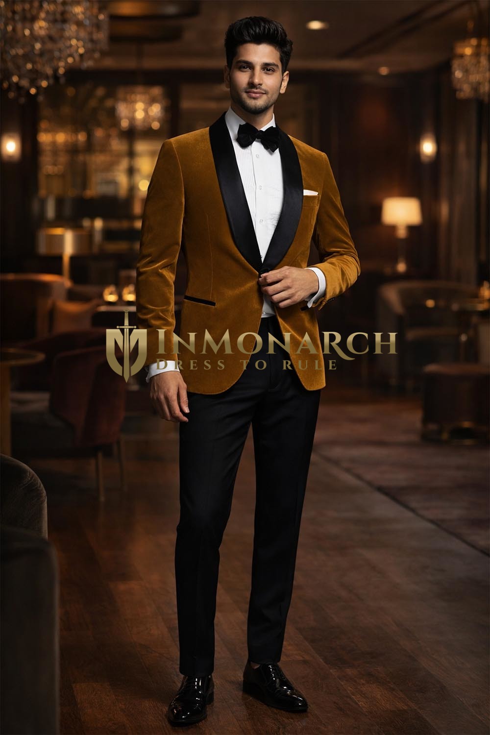 Chaqueta de terciopelo hombre un botón color beige
