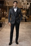 Costume smoking noir homme un bouton