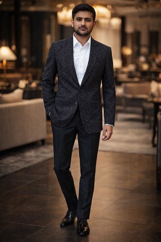 Blazer noir col cranté homme