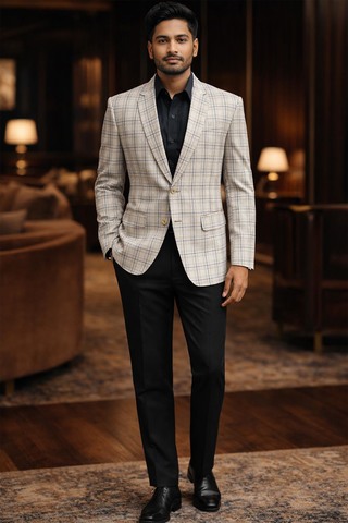 Blazer blanc effet tweed homme