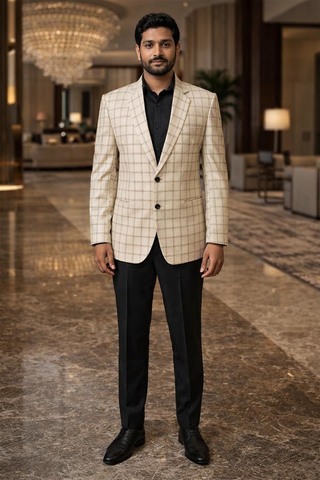 Blazer jaune tweed col cranté homme