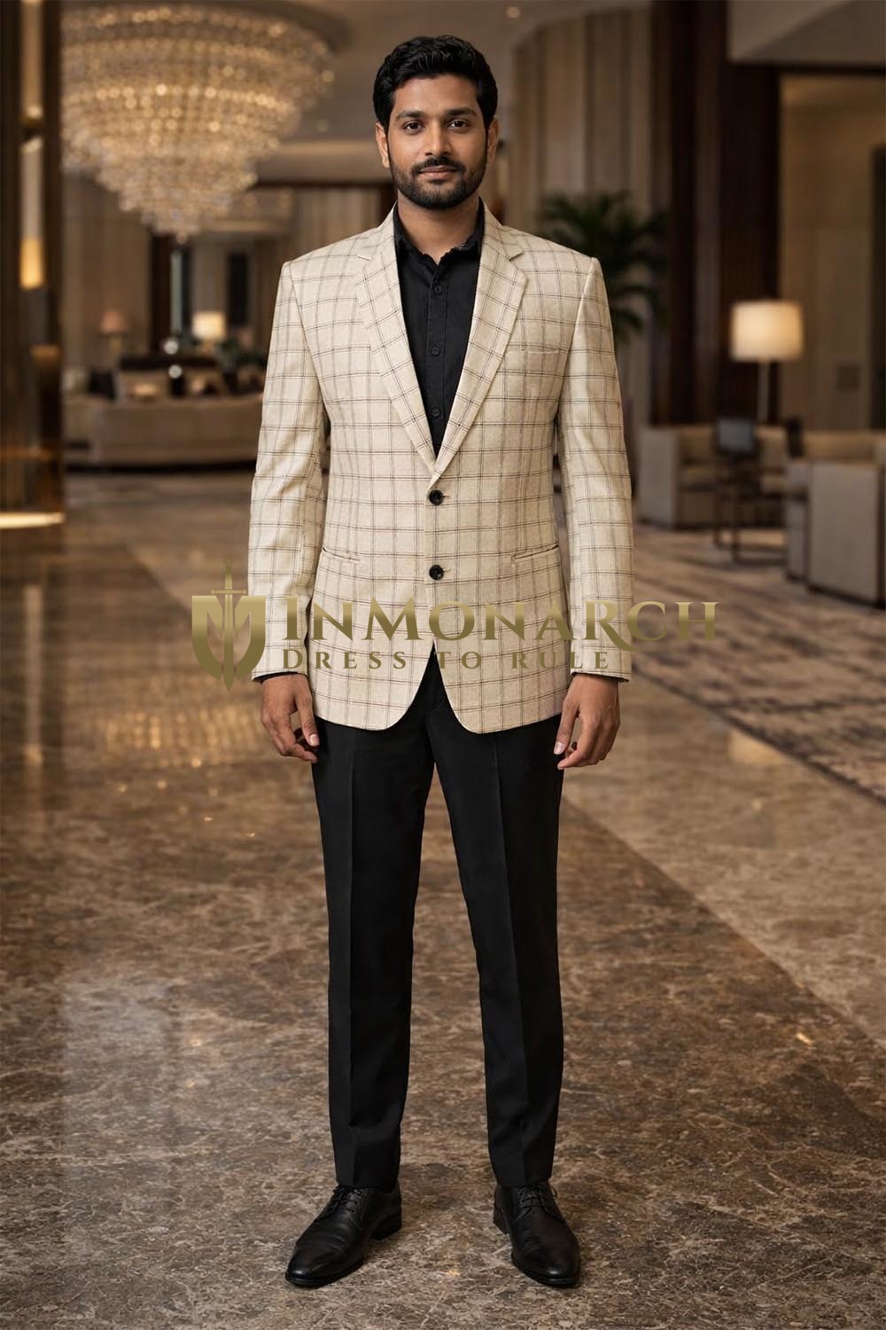 Blazer jaune tweed col cranté homme