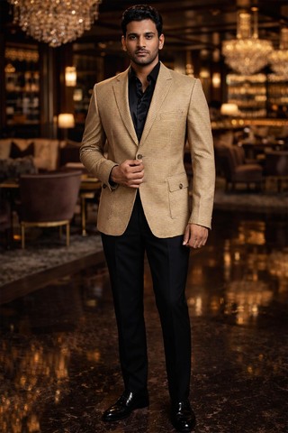  Blazer ajusté marron deux boutons