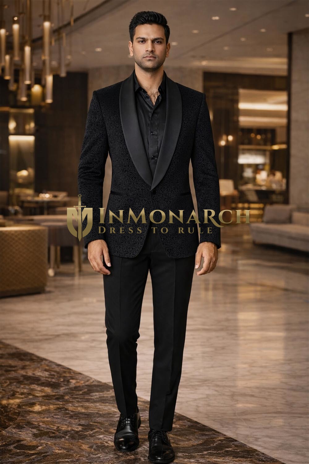 Mens Black Shawl Lapel Velvet Tuxedo Suit 2 Piece Groom Wedding Formal Wear