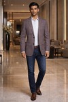 Mens Brown Plaid Blazer Slim Fit Casual Formal Jacket for Men Style Wear