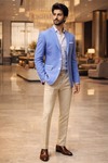 Chaqueta formal azul cielo dos botones