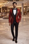 esmoquin rojo elegante 5 piezas