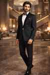 Mens Black Shawl Lapel Tuxedo Suit 5 Piece Groom Wedding Formal Outfit