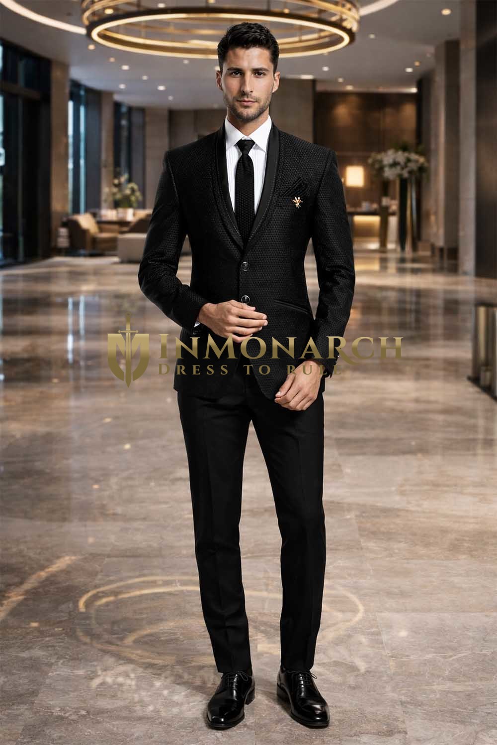 Mens Black Shawl Lapel Tuxedo Suit 6 Piece Groom Wedding Formal Outfit