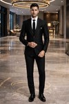 Mens Black Shawl Lapel Tuxedo Suit 6 Piece Groom Wedding Formal Outfit