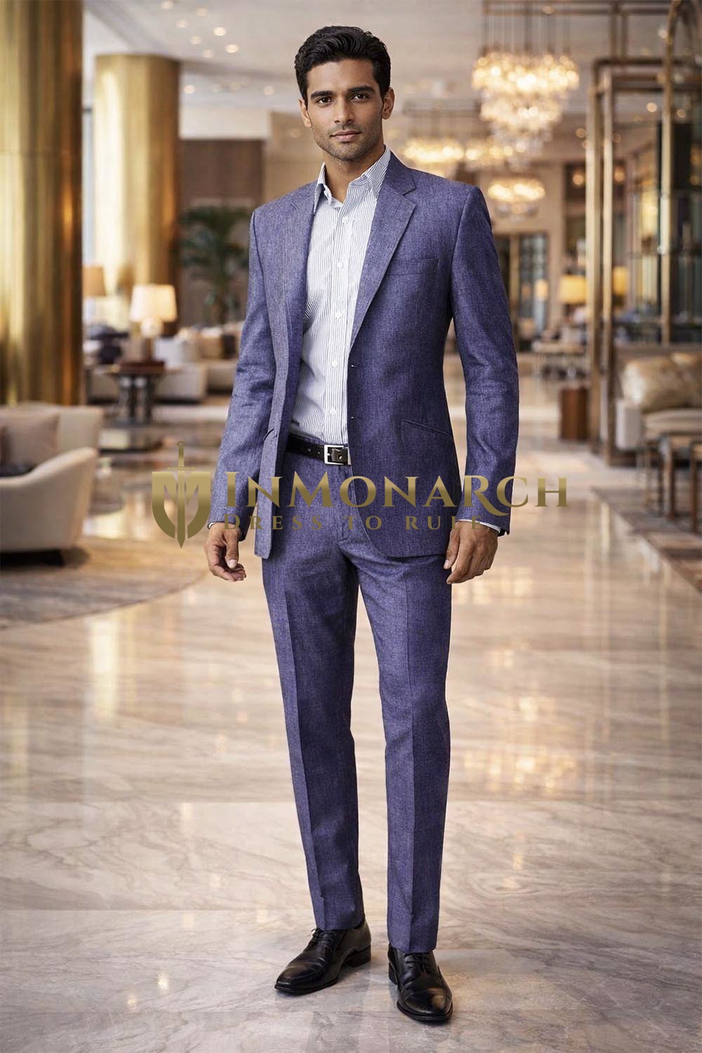 Mens Medium Purple 2 Piece Suit Linen Notch Lapel Groom Wedding Outfit