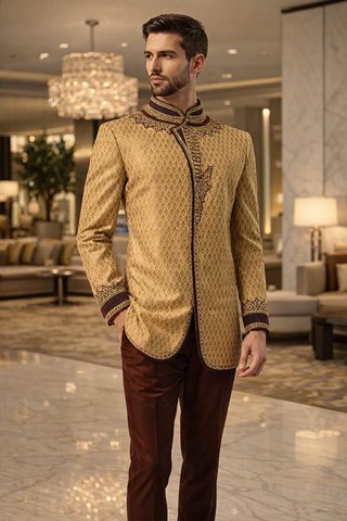 Costume indo occidental or bordeaux