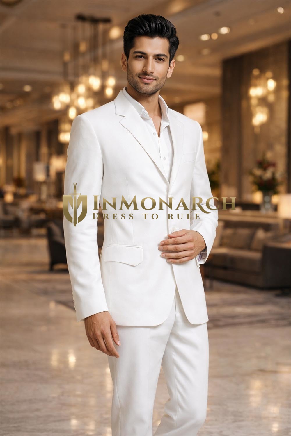 Mens White Linen 3 Piece Suit Notch Lapel Groom Wedding Formal Outfit