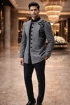 Traje de boda gris lino negro