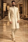 Traje indo occidental amarillo bordado
