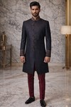 紫灰色刺繍入り結婚式インド風スーツ