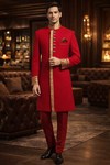 Indo-Western Anzug Rot Kupfer Herren