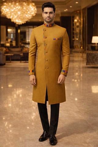 Costume indo occidental khaki angrakha