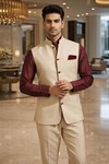 Chaleco Nehru lino crema exclusivo