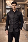 Gilet Nehru gris foncé homme