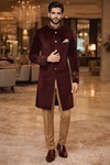 Bordeaux Indowestern Anzug mit Stickerei