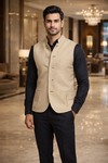 Chaleco Nehru Beige Hombre Viscosa
