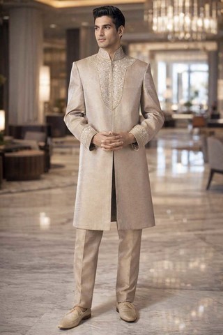 Beiger Nehru Indo Western Anzug