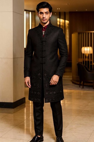 Costume indo-western col haut noir