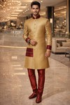 Banarasi Indowestern Anzug khaki Herren