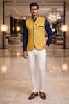 Chaleco Nehru lino amarillo hombre