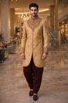 Mens Burlywood Indo Western Outfit Groom Wedding Designer 2 Pc Dhoti Set