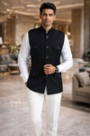Elegante Nehru Weste Safari Schwarz