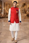 Chaleco Nehru Rojo Hombre Bordado