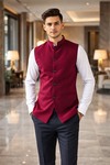 Chaleco Nehru rojo indio elegante