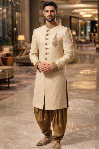 Tenue indo occidentale marié crème