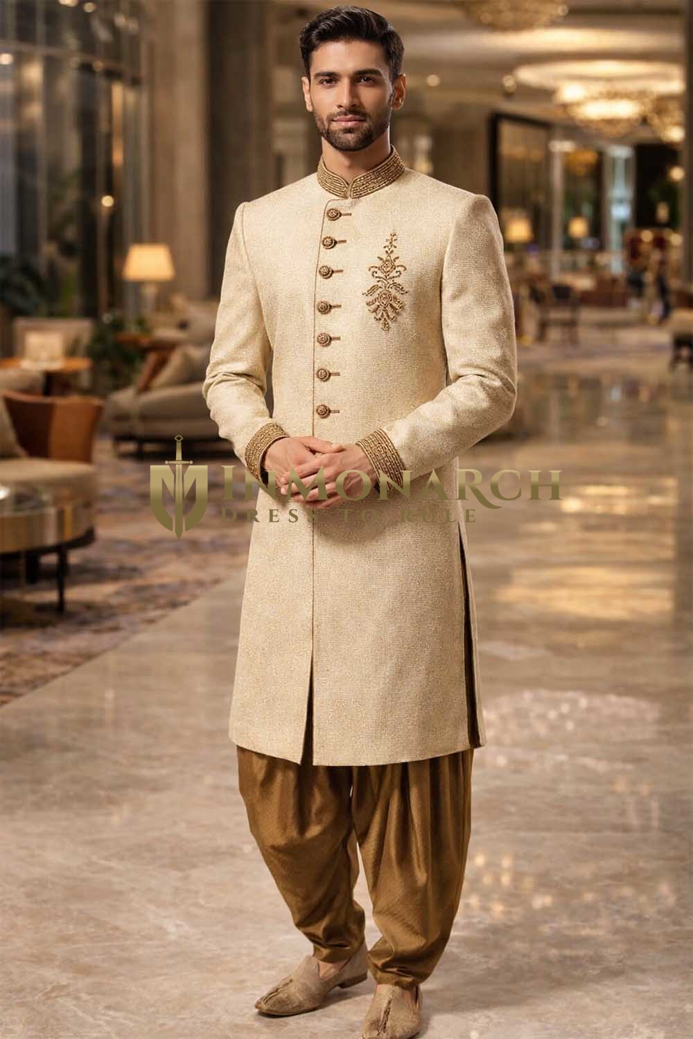 Tenue indo occidentale marié crème