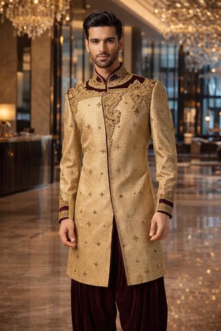 Elegante traje indo occidental bordado