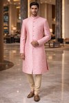 Costume indo occidental rose avec pantalon doré