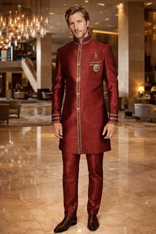 Roter Indo-Western Hochzeitsanzug