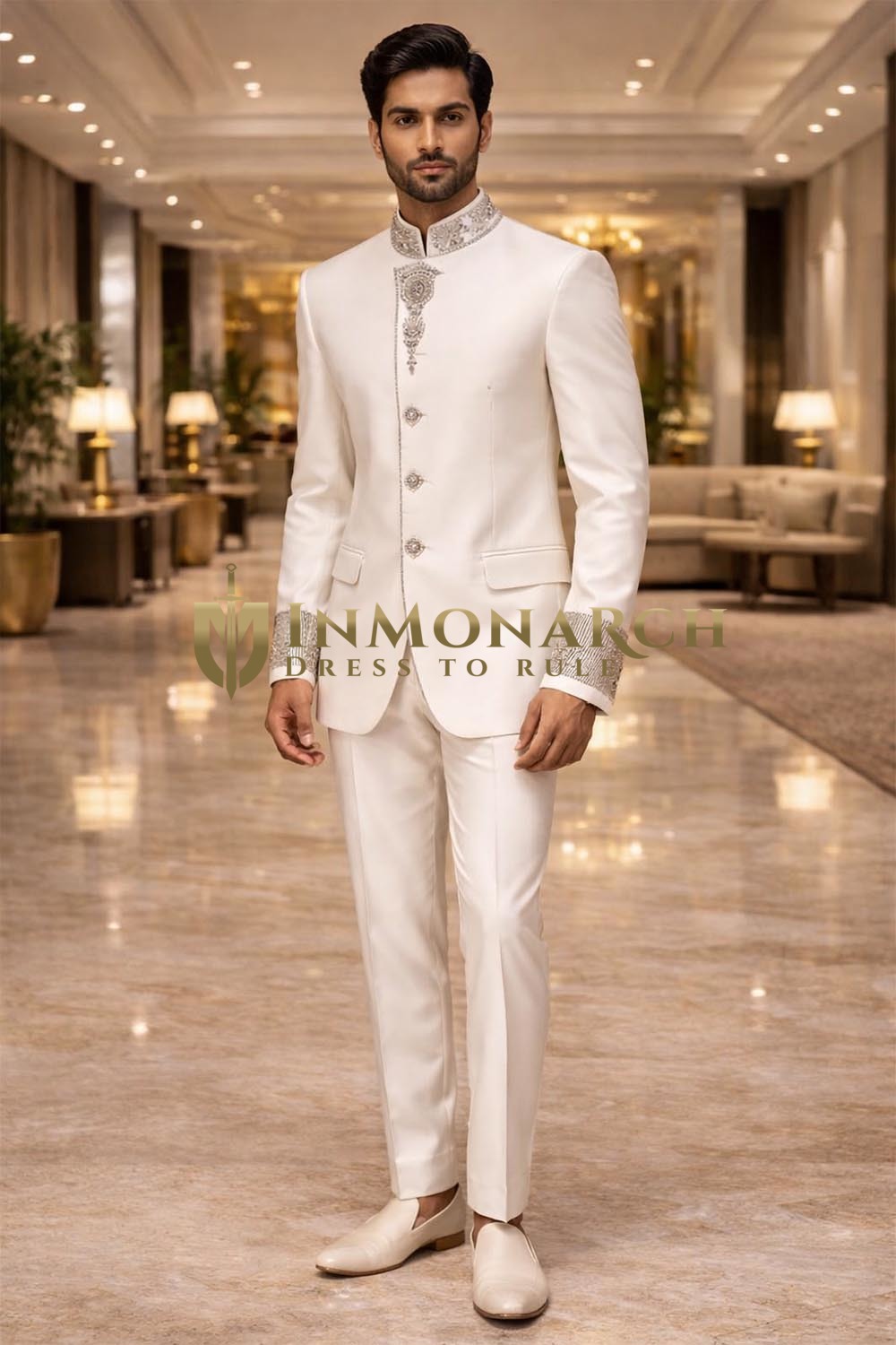 Costume Jodhpuri blanc style Angarakha